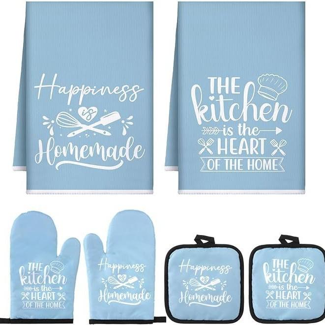 Cotton Thickened Oven Insulated Gloves Insulated Placemat Thickened Absorbent Kitchen Towel Kitchen Baking Set
