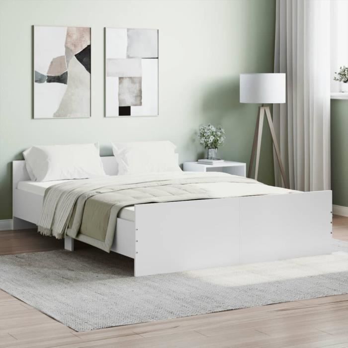 VidaXL Bed Frame with Headboard-Footboard White 135x190 Cm 3203789