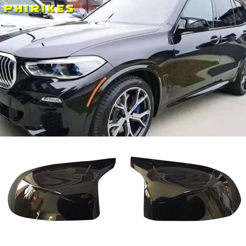 Auto Car Rear View Side Mirror Cover Trim for BMW F25 X3 F26 X4 F15 X5 F16 X6 2014 2015-2018 Bright Black Carbon Fiber Style