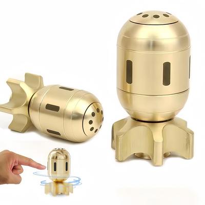 Fidget Spinner-Desk Toys, Metal Fidget Spinners, Fidget Toys, Cool Gadgets, ADHD Stress Relief EDC Finger Spinning Toy,Brass Atomic Bomb Sculpture