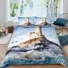 Nautical Anchor Duvet Cover Set Vintage Sail Boat Lighthouse Bedding Set Conch Starfish Seashell Ocean Wave Comforter Cover King