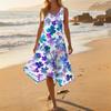 Sleeveless Floral Print Midi Dress for Women Lightweight A Line Summer Sundress Casual Scoop Neck Flowy Hem