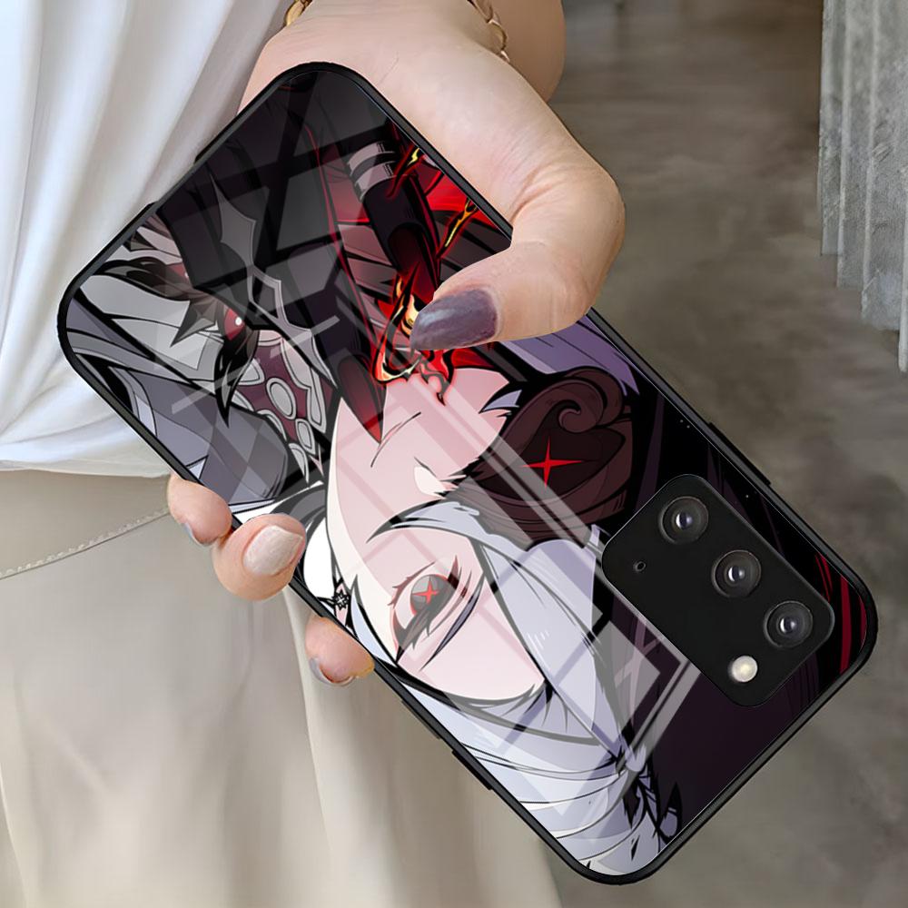

G-Genshin Impact Arlecchino Phone Case For Samsung S26 S25 S24 FE S23 S22 S21 Plus S20 Ultra Note20Ultra Black Glass Cover Galaxy S25 plus