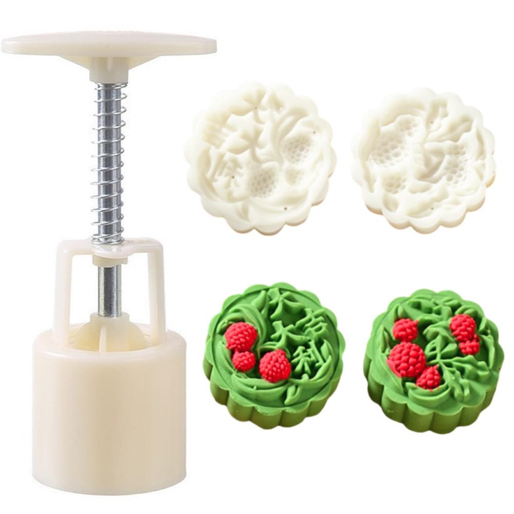 Hand Press Lychee Pattern Mooncake Mold Embossing Mung Bean Cake Mold Cookies 50 g-Lychee