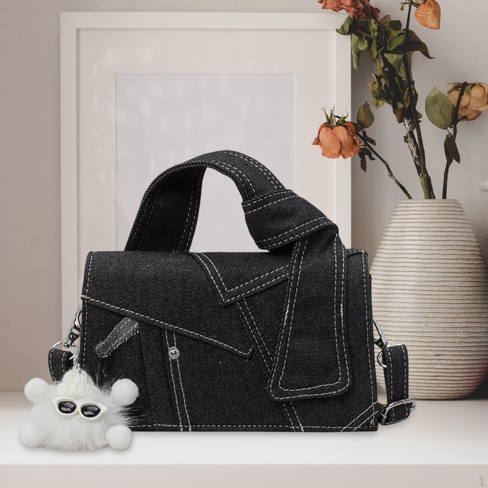 

Women Denim Bag ,Patchwork Shoulder for Evening ,Teen Girl Work Ladies Party чёрный