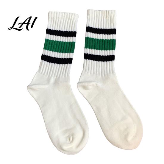 Unisex Mid Calf Socks Mid-calf Sports Socks Cotton Contrast Striped Crew Moisture Versatile Color Wicking Athletic for Autumn And Winter Daily