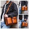 Whatna Antique-Style Tanned Natural Cowhide Leather Shoulder Bag for Men, Crossbody Chest Bag, Fits Large A4 Size iPad (10.5cm), Shoulder Bag for