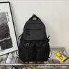 Schoolbag trendy pure black schoolbag multi-bag large-capacity casual backpack fashionable new junior high school male and female students backpack
