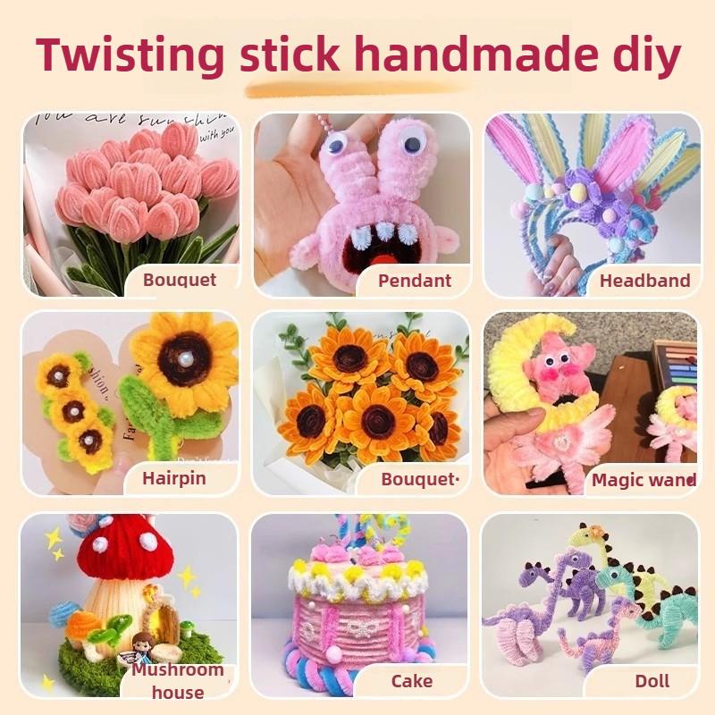 DIY Plush Stem Chenille Wire Pipe Creative Wires Cleaners Colorful Chenille Stems Wired Twist Stick Hair Strip Kid Handmade