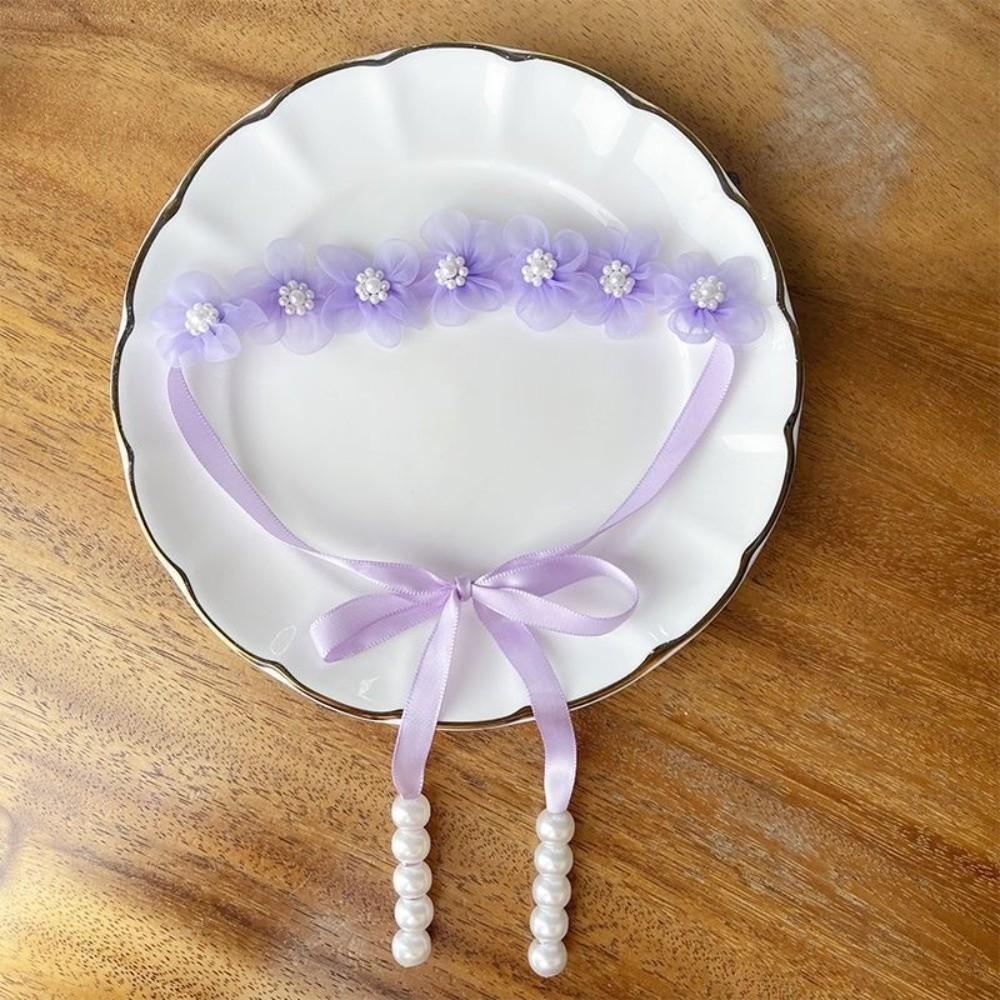 Snow Yarn Fairy Braided Headband Tulle Flower Imitation Pearl Headband  Childrens Festival