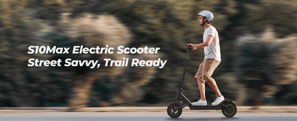 isinwheel S10 MAX Electric Scooter - 1000W Motor, 60KM Range, 10" Off-Road Tires, Dual Suspension for Powerful Commuting