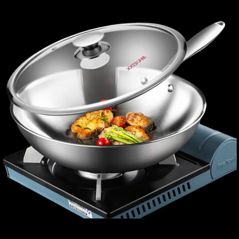 MAXCOOK 304 Stainless Steel Non-Stick Stir-Fry Pan