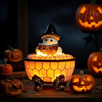 Koupelová pěna Duch Světlo Halloweenský Duch Čtoucí Knížku Noční Světlo Ručně Vyráběná LED Stolní Lampa pro Ložnici Pracovnu Koupelnu Dekor