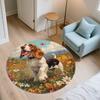 Basset Hound and grass pattern round rug,Carpet Rug for Living Room Bedroom  Playroom ,Non-slip Floor Mat,Holiday Gifts and Birthday Gifts.