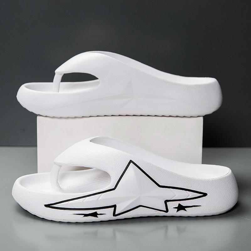 

Non-slip and wear-resistant home outdoor beach flip-flops EVA integrated molding foot pinch solid color personalized drag black khaki 44-45 білий