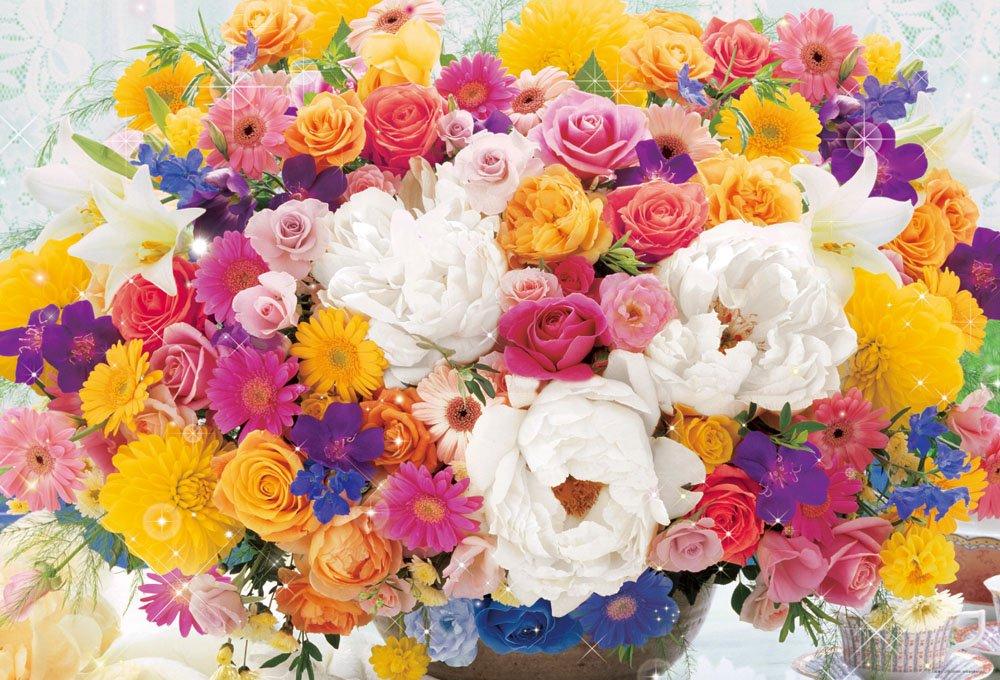 

1000-piece jigsaw puzzle: A bouquet of seven colorful flowers that brings happiness (49x72cm)