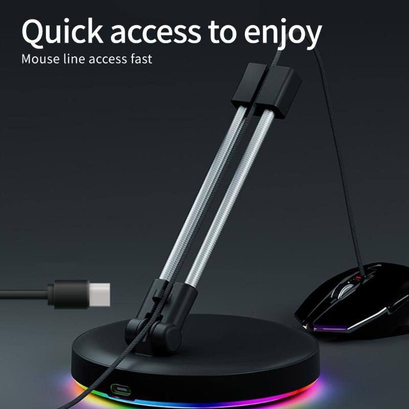 Ergonomic Mouse Cord Holder Featuring Color Lighting And Stable Metal Weighted Design Cable Holder For Gamers