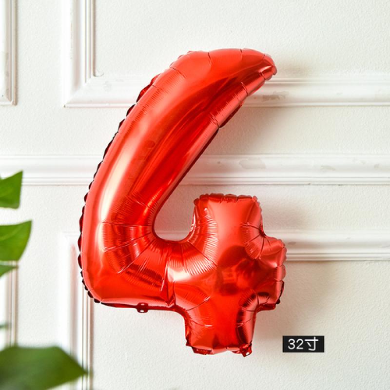 16/32/40 Inch Digital Number 0~9 Red Number Aluminum Film Balloon Wedding Birthday Party Decoration