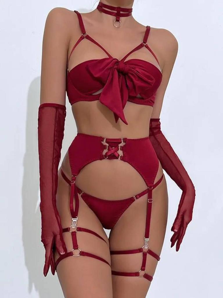 Laccetto Sexy Tentazione Lavorato a Maglia Push Up Alta Qualità Fiocco Bikini Sexy Senza Schiena Scollatura Profonda Bretelle Senza Maniche Nightclub Cnrs