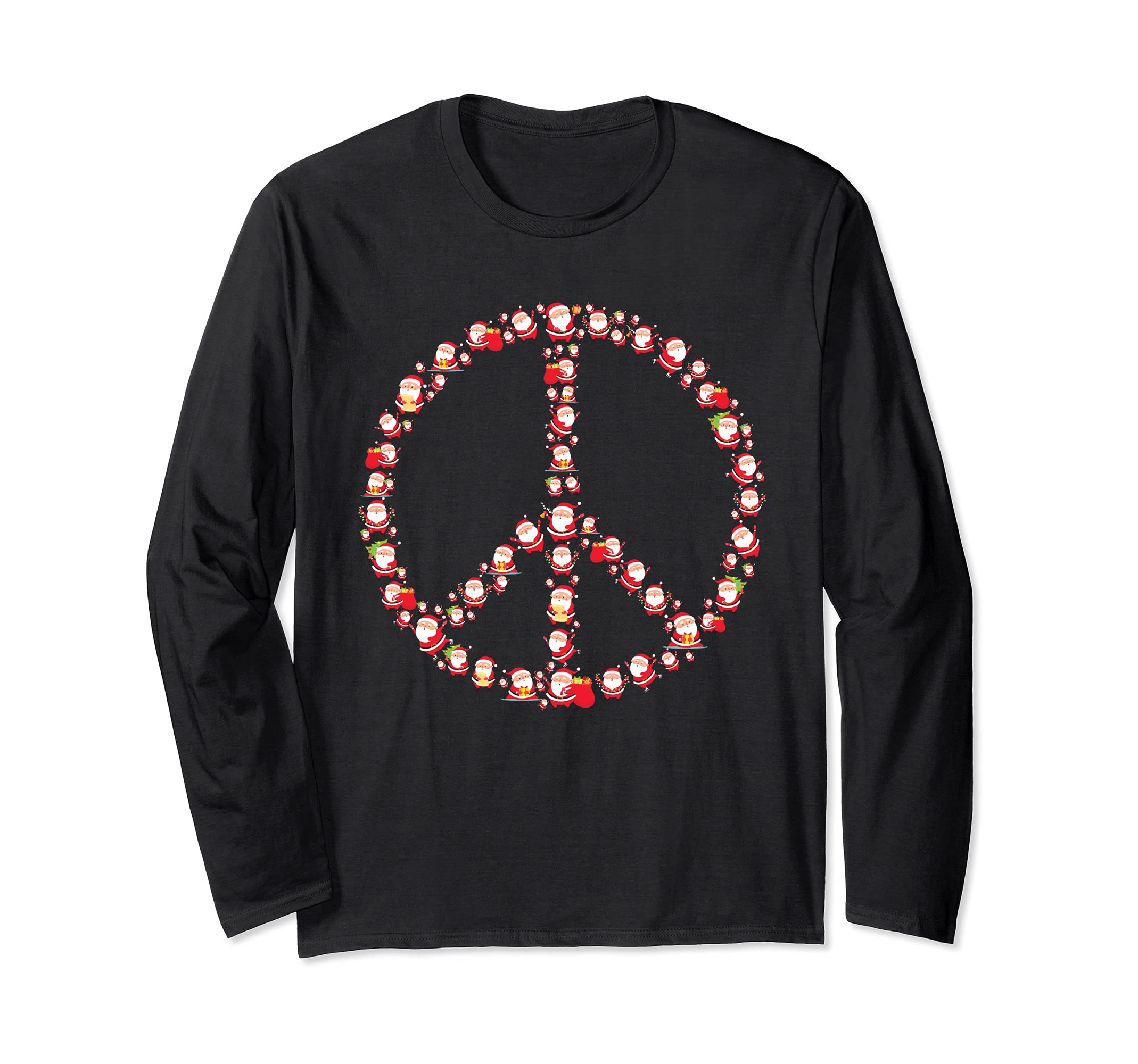 

Christmas Peace Sign Santa Claus Retro Hippie Happy Holidays Long Sleeve T-Shirt