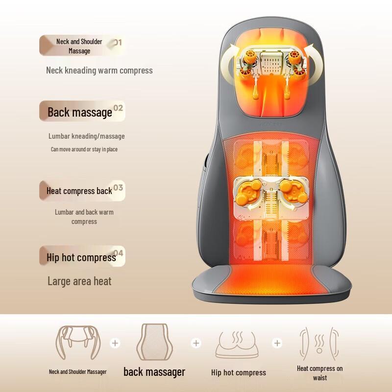 AUX Full Back and Lumbar Massage Chair Pad