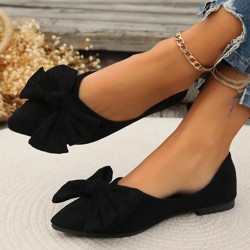 Fashion Bow Pointed Toe Flats Shoes Women Shallow Casual Sandals Designer New Autumn Brand Loafers Shoes 2024 Sexy Cozy Women Zapatillas