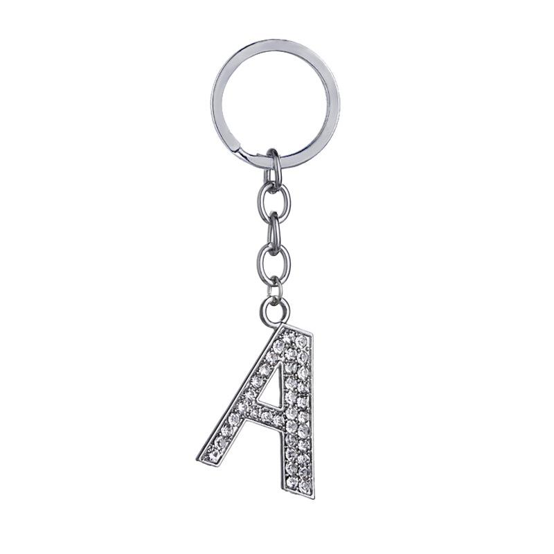 Fashion Charm 26 English Letters A-Z Alphabet Keychains Car Bag Crystal Rhinestones Alloy Name Key Chains Jewelry