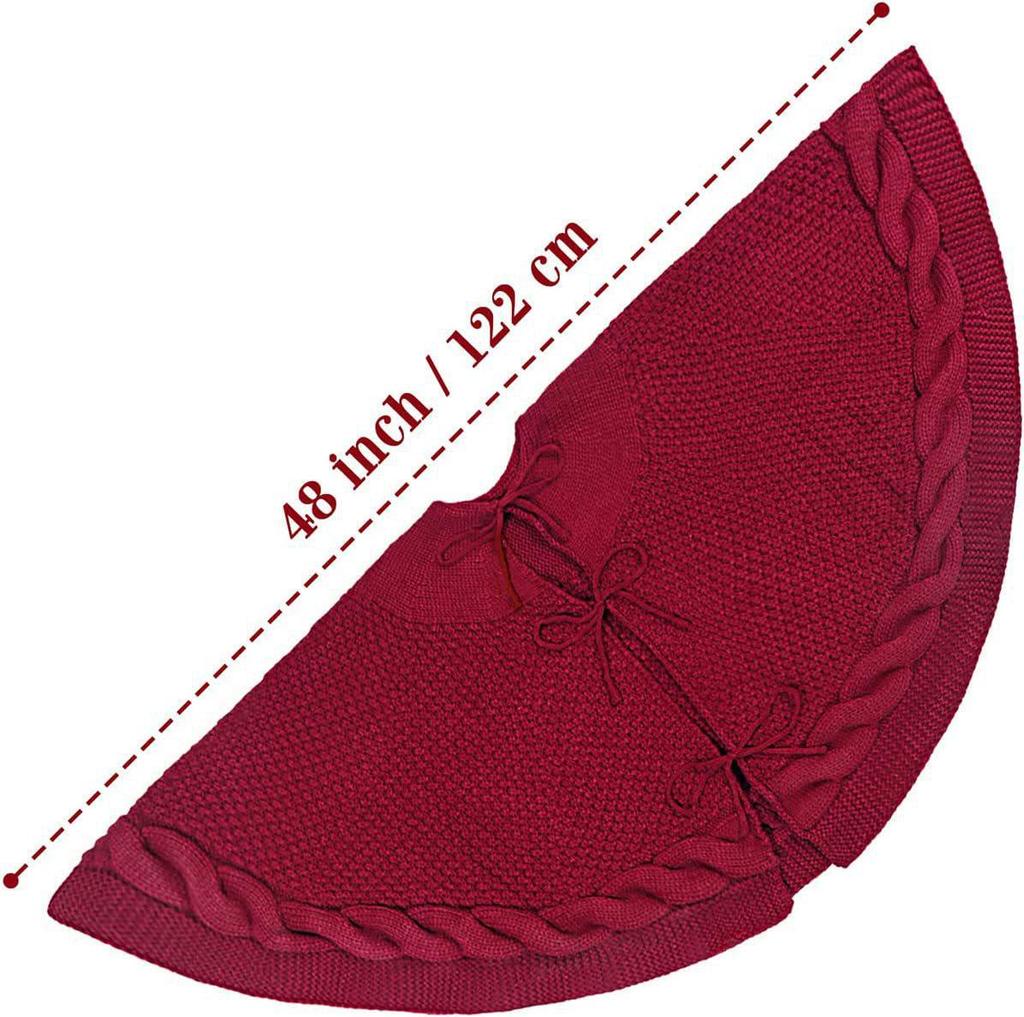Red and White Cross-Border Knitted Christmas Tree Skirt