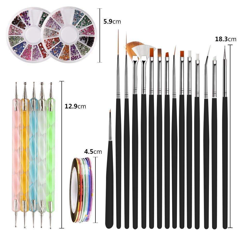 

HNYYZL Кисть для ногтей Кисть для дизайна ногтей Кисть для гелевого дизайна ногтей 32 предмета Набор для дизайна ногтей Украшения для ногтей Принадлежности для маникюрного салона Лента со стразами