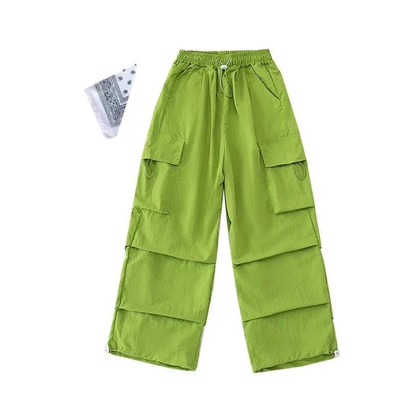 Kids Hip Hop Joggers Pants Girls Cargo Pants Straight Trousers High Waist Vintage Casual Streetwear Baggy Pants