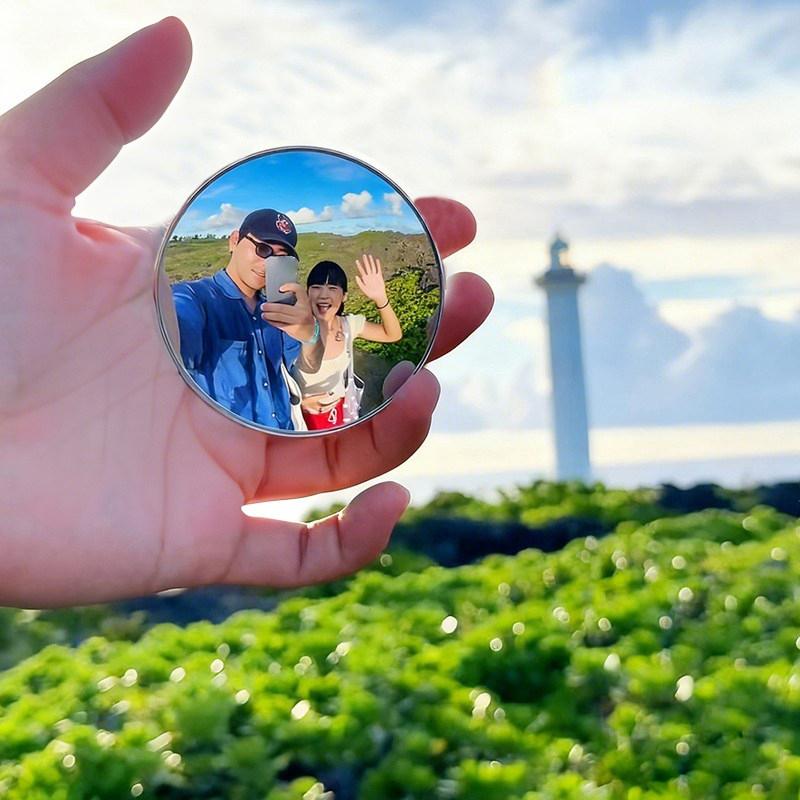 Travel Po Mini Round Mirror Reflective Mirror Spherical Mirror Portable Wide-Angle Lens Handheld Po Props Selfie Accessor