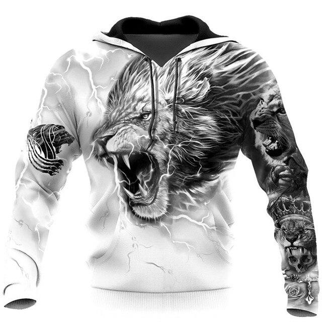 3D Print Lion Jesus Graphic Men's Hoodie Spring/Autumn Fashion Versatile Sweatshirt Male Oversized Harajuku Long Sleeve Pullover