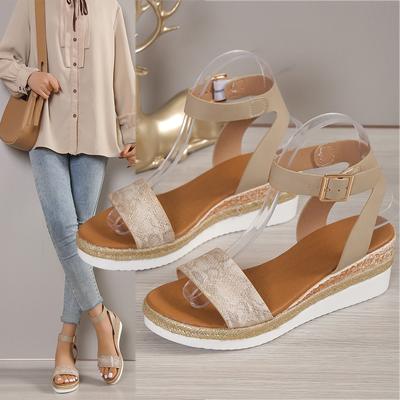 Sandalias de Mujer, Sandalias de tacón alto con cuña de cáñamo, sandalias de Mujer, sandalias con plataforma, zapatos de cuña de verano, calzado de verano para Mujer