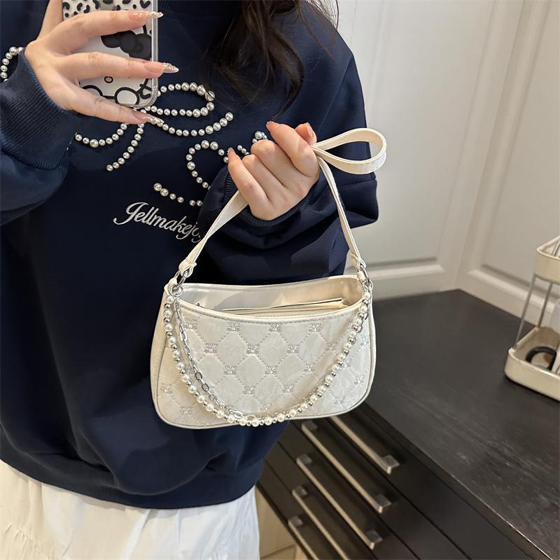Women S High End Diamond Quilted Crescent Underarm Bag Versatile Small Shoulder Crossbody Handbag
