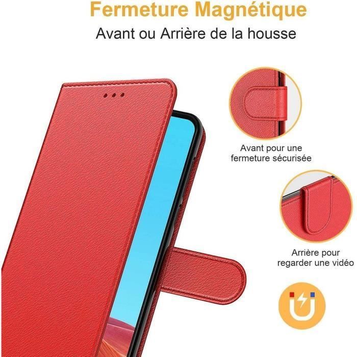 Coque - PROSHOP - Samsung A53 5G - Rouge - Protection 360° - Effet Cuir - Support Visionnage