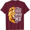 Lion Faith Graphic Tee Philippians 4 13 Christian Bible Verse Mens Cotton Tshirt