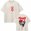 Gewaschene Anime Berserk Guts Klassische T-Shirts Manga Gatsu Griffith Zodd Trend T-Shirt Herren Damen Oversized Baumwolle Lässiges T-Shirt