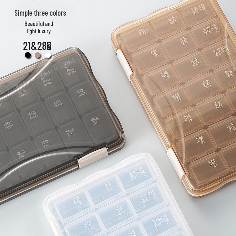 Compact Multi-Color 7-Day Pill Organizer with 21 & 28 Compartments