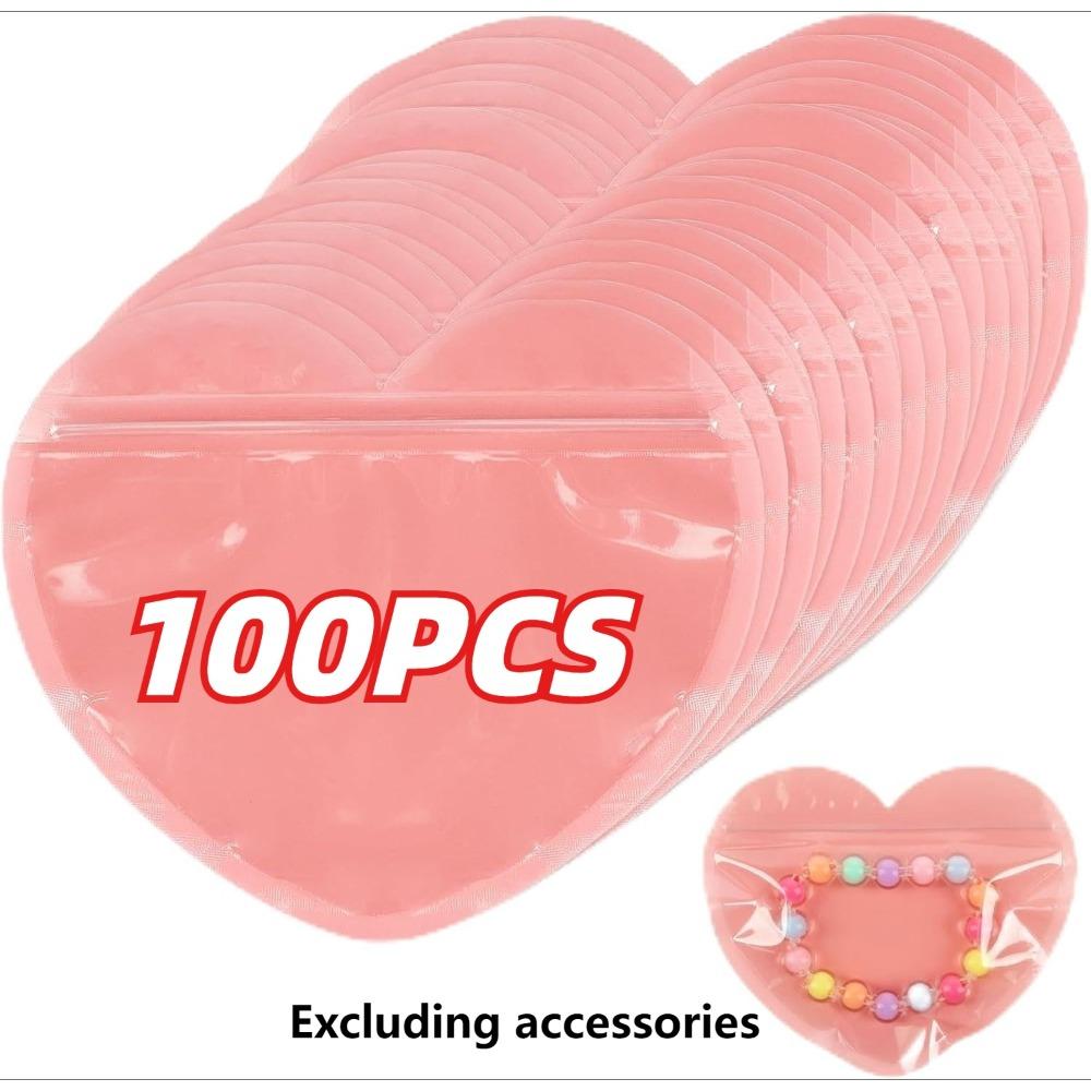 100PCS Heart-shaped Jewelry Storage Bag Transparent PVC Zipper Bag Christmas Birthday Wedding Gift Packaging Bag
