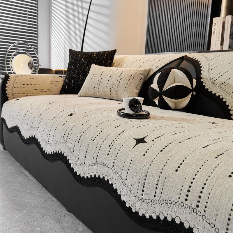 Special-Shaped Leather Sofa Pad  New Light Luxury High-End Straight Row Seat Cushion Fixed Non-Slip Sofa Cover Cover Cloth Towel