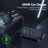 150 Long Cable Car Charger 5-Port USB Charger 12V/24V Car Phone Charger Adpater with Digital Voltage Display for iPhone/Andorid