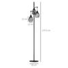 3-Light Floor Lamp, 170cm Industrial Dimmable Standing Lamp with Steel Wire Cage Lampshades for Living Room, Bedroom, Dining Room, Study