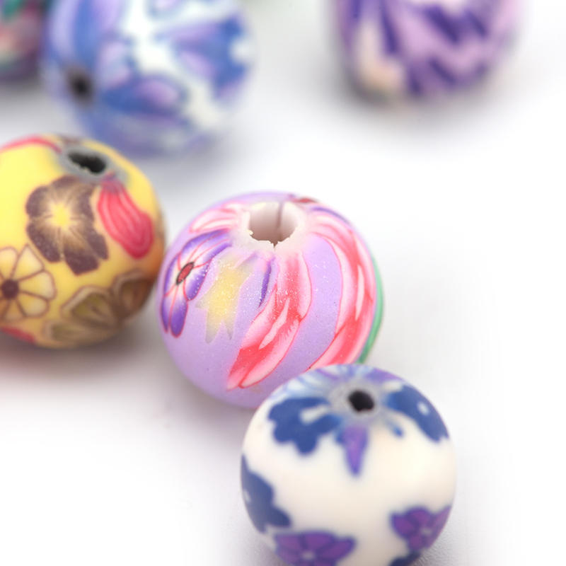 Buy 50Pcs Unique Design Practical Clay Round Beads Durable In Use at