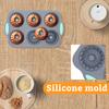 Two Tone Six Hole Silicone Cake Mold, Handmade DIY Baking Cake, Pumpkin Cup, Jelly Pudding, Donut Mold