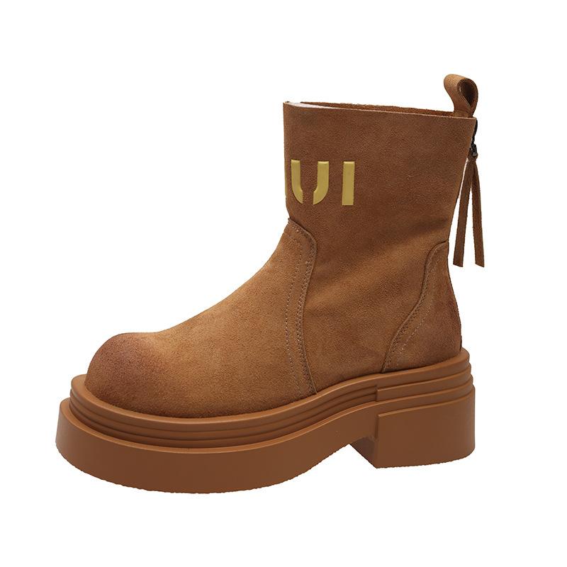 Niche thin letter Martin boots women's 2025 autumn new thick-soled heightening British style thin boots