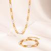  Simple Gold Silver Mix Color Necklace Bracelet Set Simple Metal Texture Unusual for Women Summer Waterproof Charm Jewelry