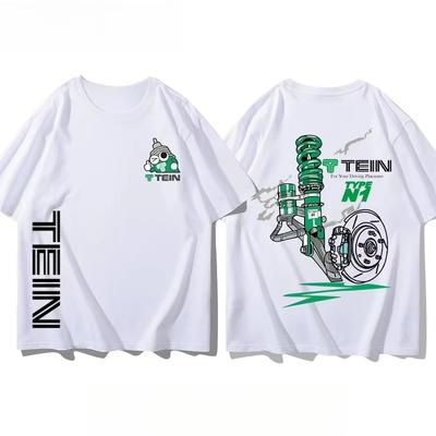 2025 New Japan TEIN Shock Absorber Modified Car Creative T-shirt Casual Men and Women Motorcycle Club Short Sleeve Cotton Top