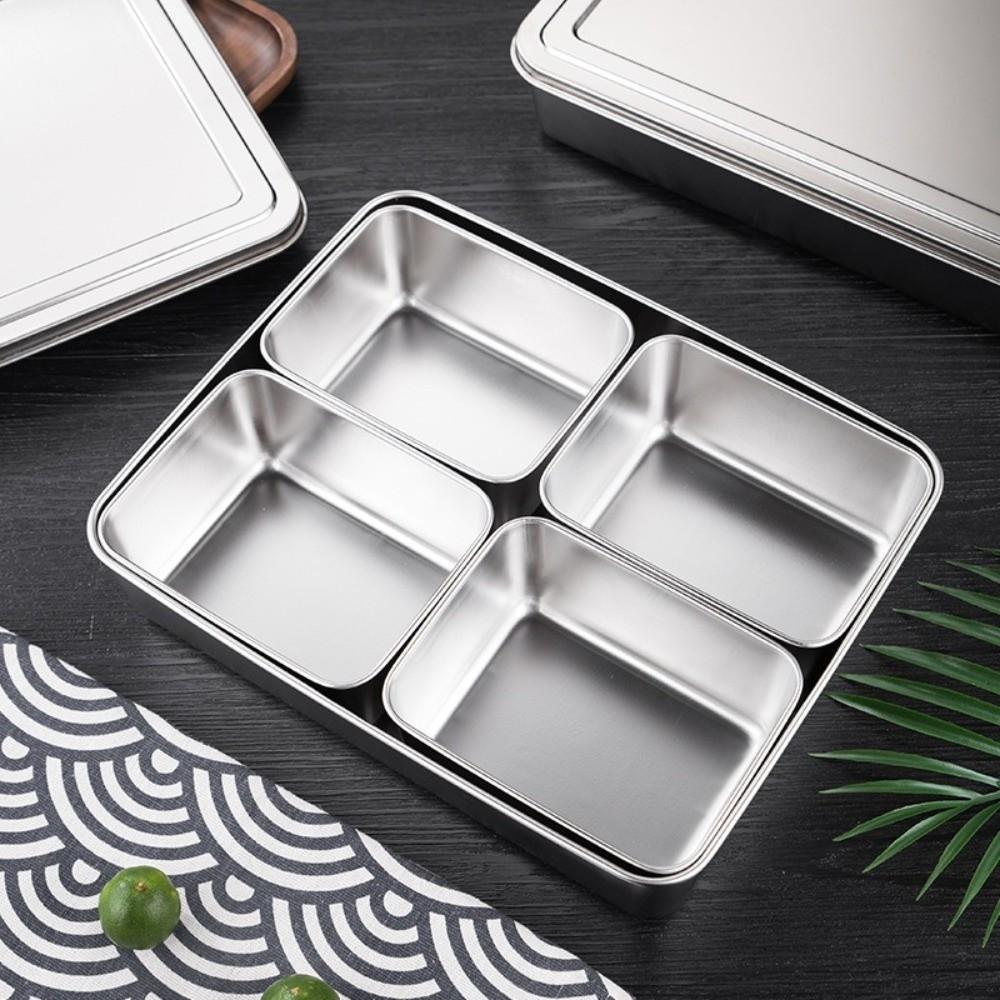 Rectangle Shape Stainless Steel Seasoning Box with Lid Spice Jar Storage Set  Kitchen Use