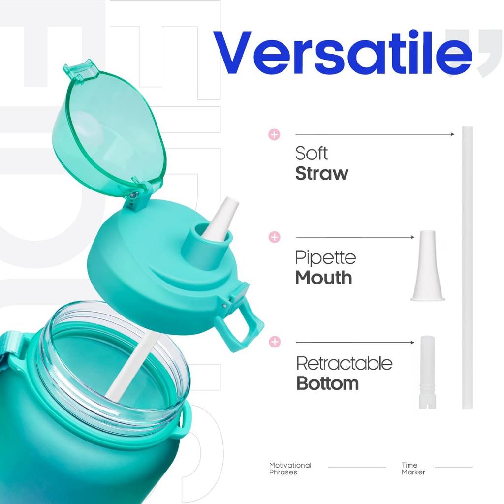 Large 77oz Motivational Water Bottle with Time MarkerStraw,Leakproof  Water Jug,Ensure You Drink Enough Water Daily for Fitness,Gym and Outdoor Sports