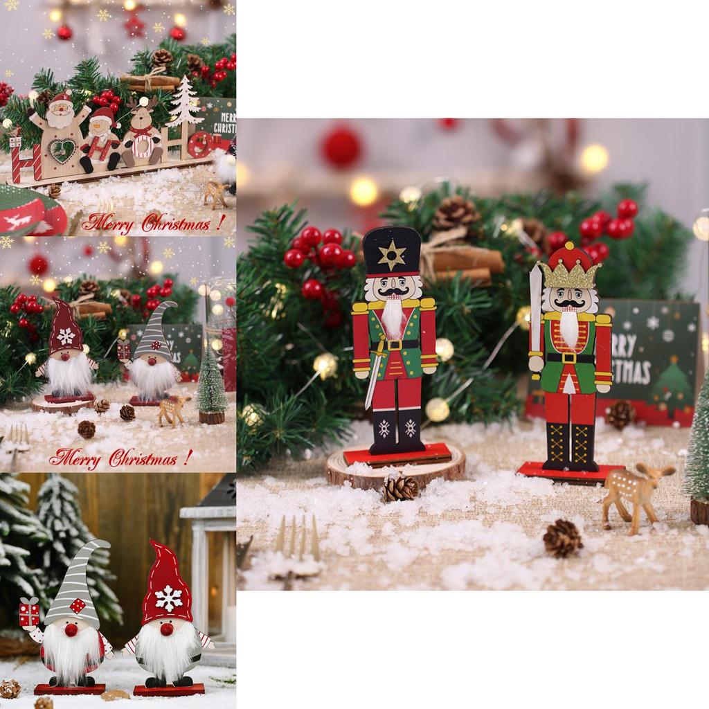 Whimsical Holiday Tabletop Decorations Featuring Cartoon Style Christmas Accents